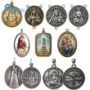 Medalla Personalizada <span class=keywords><strong>de</strong></span> Santa Loreta, Colgante, Medallón, Collar, Piezas <span class=keywords><strong>de</strong></span> Centro <span class=keywords><strong>de</strong></span> Rosario, Amuleto, Virgen <span class=keywords><strong>de</strong></span> <span class=keywords><strong>Loreto</strong></span>, Patrón Católico Religioso - Product Image 1