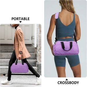 Bolsa de gimnasio de lona portátil a la moda, Material Oxford de tamaño pequeño, gran capacidad, cierre de cremallera, patrón de letras, Unisex para deportes de viaje - Product Image 3