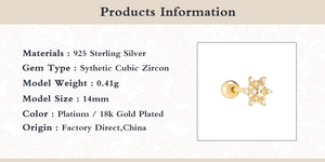 Pendientes de Cartílago ROXI S925 de Plata de Ley con Diseño de Copo de Nieve y Diamantes, Chapados en Oro de 18k - Product Image 6