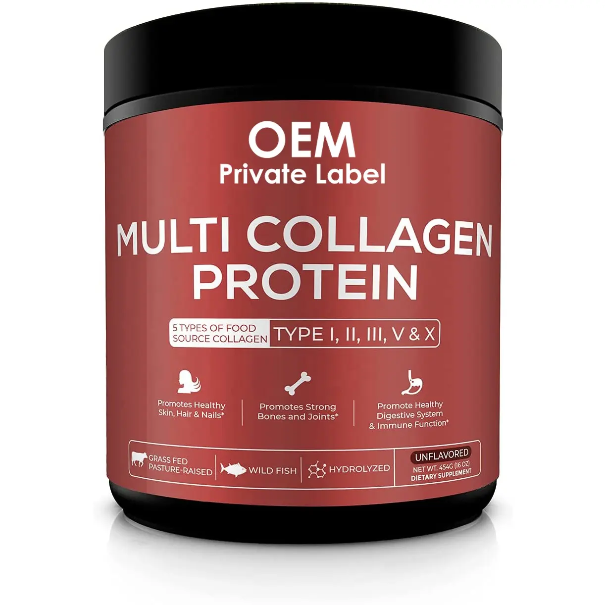 Private Label Anti Age Organic Multi collagene Protein Powder testato clinico per promuovere la salute delle articolazioni e la digestione dei capelli della pelle