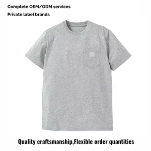 Kaos Pria Berkualitas Tinggi 100% Katun Single Jersey Slim Fit dengan Saku, Kerah Bulat, Label Kotak Kustom di Dada & Grosir - Product Image 3