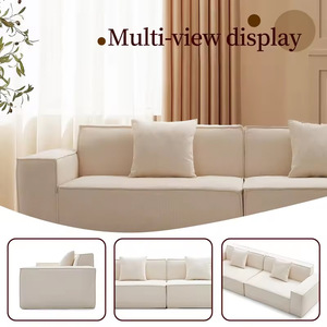 Customized French Cream Fabric <b>Sofa</b> Modular Straight Line Block Shape <b>Living</b> <b>Room</b> <b>Sofa</b> 200-300Cm - Product Image 3