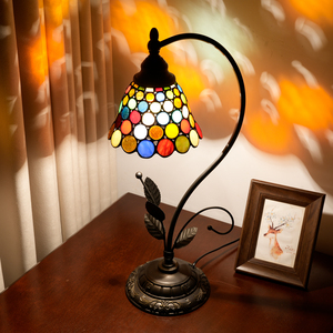 Tiffany tafellamp van gebrandschilderd glas, Boheemse stijl, kleine bureaulamp, slaapkamerbedlamp, woondecoratie, creatief cadeau, scène rekwisieten - Product Image 5