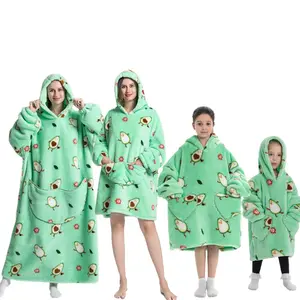 Wholesale hooded Blanket Sherpa Hoodie Blanket Sweatshirt For Family Fuzzy Oversized Blanket Hoodie