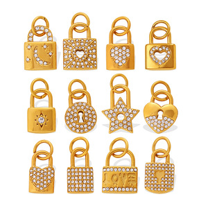 Nuevos Dijes Personalizados de Acero Inoxidable 2026, Joyería de Moda, Dijes con Circonita <span class=keywords><strong>Blanca</strong></span> en Forma de Corazón y Estrella, Baño de Oro 18K PVD para Fabricación de Joyas - Product Image 3