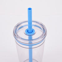 Super schattige, op maat bedrukte logo 12oz 16oz 20oz duurzame Tritan transparante lekvrije BPA-vrije moderne tumbler met rietje voor koffie, smoothie en boba