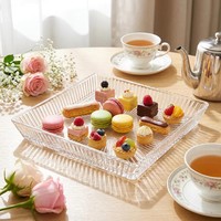 Plateau de service carré en verre gaufré, plateau à fruits en verre transparent, plateau à desserts et à collations pour la décoration de table à la maison ou pour les mariages, vente en gros d'usine