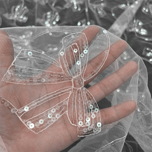 Sequin REN THÊU BƯỚM Bow lưới vải 100% Polyester dệt đồng bằng cho nhà dệt may đồ chơi Túi giày cô gái và chàng trai - Product Image 5