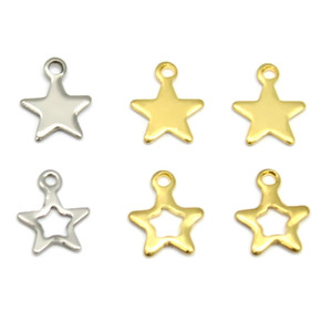 Stainless Steel Star Pendant Gold <b>Silver</b> Openwork Five Pointed Charm Jewelry Findings For Necklace <b>Bracelet</b> Accessories - Product Image 1