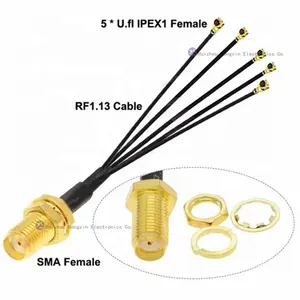 Baja pérdida 5g Wifi F 4 en 1 Rg178 Cable F hembra/Sma hembra a 4 * Sma macho/Ipex U.Fl conector Rf Splitter Cable coaxial