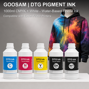 หมึกพิมพ์ DTG F2000 สี CMYK สีขาวแบบ Pigment ใช้ได้กับเครื่องพิมพ์ Epson F2100 สำหรับพิมพ์ลงบนผ้าโดยตรง จำหน่ายส่ง - Product Image 1
