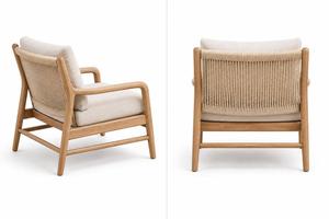 Canapé de jardin minimaliste haut de gamme 1 place avec coussin en mousse haute densité, résistant aux UV, en rotin, meubles de salon - Product Image 6