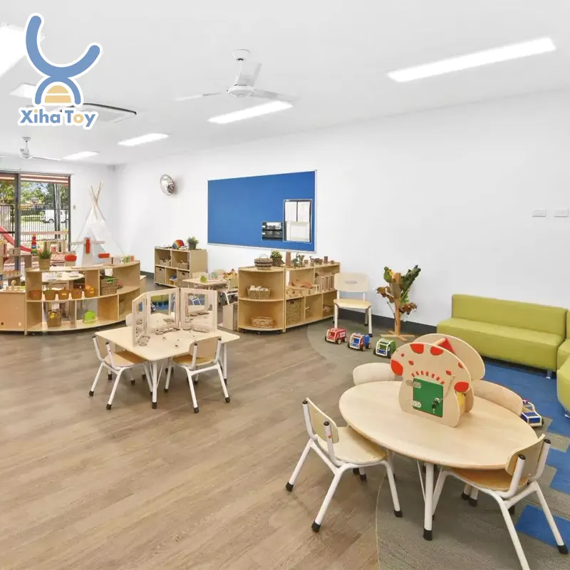 Hot Sale Australia Style School Furniture Manufacturer Plastic Table Nursery School Equipment Toy Kindergarten Wooden Furniture