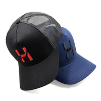 Gorra Trucker de Malla Azul Marino con Logotipo Personalizado, Bordado 3D, Transpirable, para Deportes al Aire Libre, con Cierre a Presión, 5 Paneles, Gorra de Béisbol