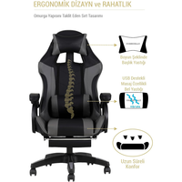 Fauteuil de bureau inclinable Top Racer, rotation à 360 degrés, hauteur réglable, chaise de jeu en cuir pleine fleur gris, fauteuil de massage pour joueurs