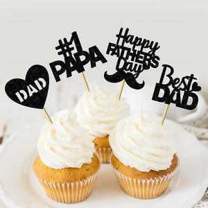 Décoration de gâteau jetable en papier de luxe écologique pour la fête des pères et les anniversaires, avec inscription « Love Dad Beard Tie » - Product Image 1