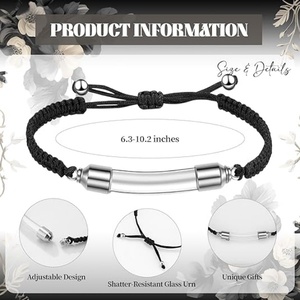 Bracelet urne funéraire en verre pour cendres d'animaux, bijou avec perles transparentes, <span class=keywords><strong>cordon</strong></span> extensible réglable, remplissable, à vis, pour chat et chien - Product Image 3
