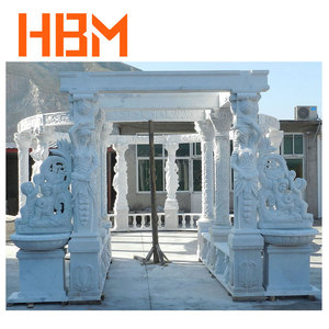 Natural White Marble Customized Villa Luxury Garden Gazebo with <strong>Greek</strong> Women <strong>Column</strong> Statues Hand Craved Outdoor Decoration - Product Image 2