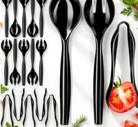Groothandel hete verkoop wegwerp zwarte plastic recyclebare bestek lepels salade food grade bestek voor bruiloft feest gebruik