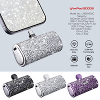 Elegante Banco de Energía de Regalo de 5000 mAh con Diseño de Diamantes Brillantes, Tamaño de Lápiz Labial, Carga Rápida de 22.5 W, Cargador Portátil para Mujer