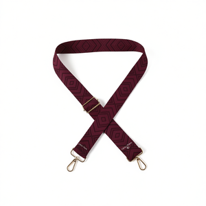 Sangle en toile de 4 cm à motif diamant, ceinture de sac couleur bordeaux - Product Image 1
