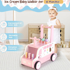 Asweets-Trotteur en bois pour bébé, avec siège, pour la crème glacée d'été, en forme de trolley - Product Image 2