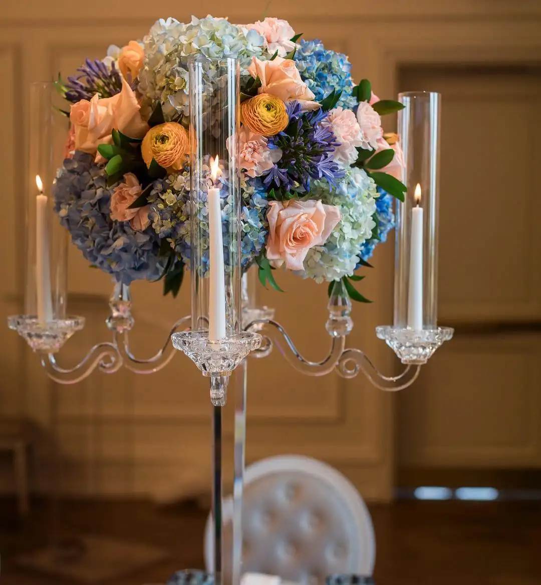 Porte-bougie en verre Offre Spéciale, pièce maîtresse de mariage en cristal, candélabre pour décoration de table