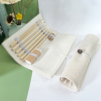 Ensemble de papeterie écologique, trousse à crayons en toile enroulable avec crayons de couleur en bois pour les enfants d'âge scolaire, cadeau pour les étudiants