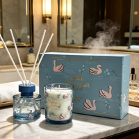 Coffret Cadeau de Luxe Ascendia pour la Maison avec Bougie Parfumée en Cire de Soja et Diffuseur à Bâtonnets – Décoration Aromathérapie Écologique