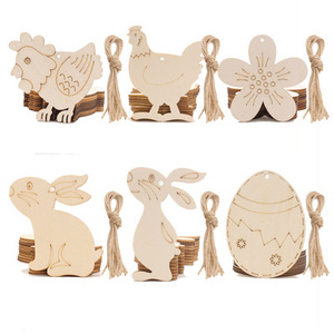 Dropship Easter Craft Wood Bunny Hen Eggs Home Decoration DIY Hand-Painted Easter Eggs Toy Party Decorations
