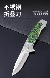 2023 sıcak satış yüksek çelik 3D baskı bıçak kamp katlanır pocket knife zümrüt yeşil kolu ile