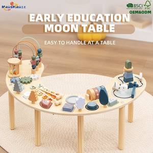 Blocs <span class=keywords><strong>de</strong></span> construction multifonctionnels en perles <span class=keywords><strong>de</strong></span> bois pour enfants, jouet éducatif précoce, <span class=keywords><strong>table</strong></span> d'activités lune avec différentes options <span class=keywords><strong>de</strong></span> jeu - Product Image 1