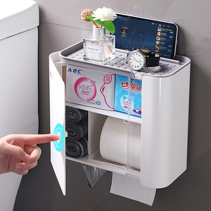<b>Wall</b> <b>Mounted</b> Toilet Paper Holder Rectangular Waterproof Multipurpose Storage Rack For Bathroom Tissue <b>Box</b> - Product Image 2
