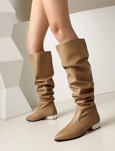 Scarpe di marca per <span class=keywords><strong>donna</strong></span> stivali alti al ginocchio eleganti stivali lunghi da <span class=keywords><strong>donna</strong></span> per stivali lunghi autunnali caldi alti fino alla coscia con pelliccia sintetica - Product Image 3