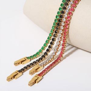 Trendy Au750 18K PVD Gold Plated Vintage <b>Bracelets</b> <b>Women</b> Custom Stainless Steel Zircon Ruby Tennis <b>Bracelets</b> for <b>Women</b> Girls - Product Image 1