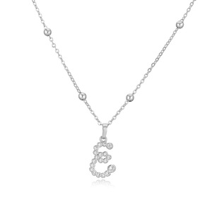 Venta caliente de cobre con incrustaciones de diamantes redondos collares con colgante de letras geométricas con cuentas redondas diseñadas en un estilo único - Product Image 3