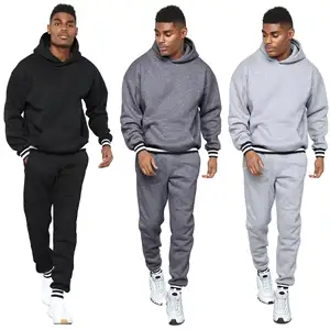 Luokou Couleur Contrastée Patchwork Jogging Sweat Hommes Deux Pièces À Capuche Casual Sports Joggers Costume Ensembles