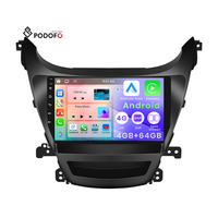 Autoradio Android Podofo 9 pouces avec cadre, 4+64 Go, CarPlay sans fil, Android Auto pour Hyundai Elantra 2014-2016, IPS DSP GPS RDS WIFI OEM