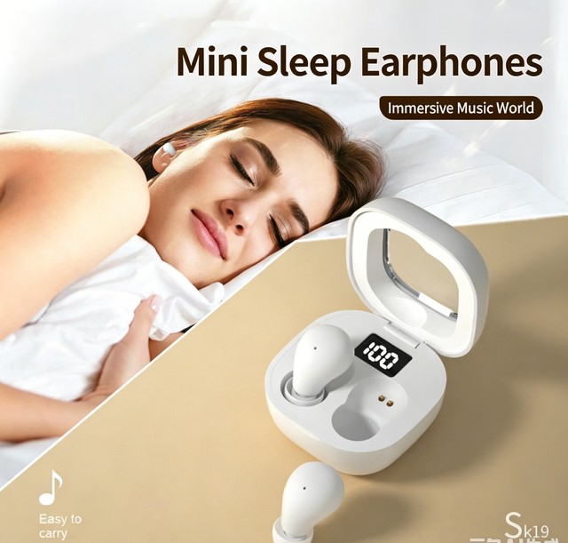 Wireless Mini Sleep Earbuds, Digital Display, Noise Isolating, In-ear Stereo Sound Ultra-comfortable for Side Sleeping