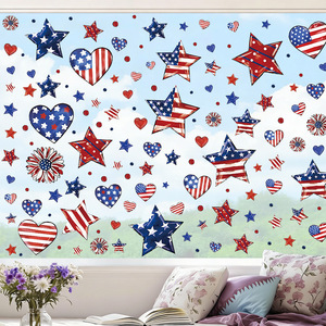 Autocollant PVC statique pour la fête de l'Indépendance des États-Unis, décalcomanie drapeau américain, décoration de verre pour le 4 juillet - Product Image 3
