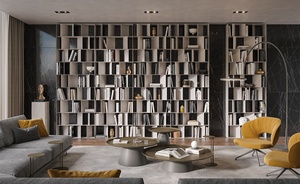 Estantería Modular de Acero Abierta de Fábrica China, Librería de Acero con Acabado Bronce Cepillado, Estante de Almacenamiento para el Hogar, para Sala de Estar - Product Image 5