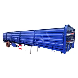 China Drop 3 ejes Side Board Sidewall Flatbed Trailer con Side Wall Cargo Transport Truck Semi Trailer para la venta