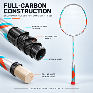 Raquette de <span class=keywords><strong>badminton</strong></span> professionnelle 5U en fibre de carbone ultra-légère, cadre intégral, pour entraînement adulte, cordage personnalisé, OEM ODM - Product Image 6