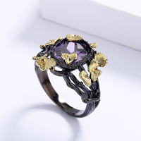 Offre Spéciale bijoux KYRA01387 Pistolet NOIR plaqué timbo forme améthyste anneau de pierres précieuses pour les femmes