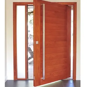 CBMmart - Porta de madeira moderna com dobradiças para uso doméstico, porta dupla com vidro duplo, exterior de madeira lisa, ideal para venda na América do Norte