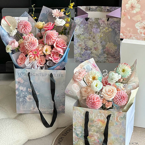 Bolsa de Regalo para Ramo de Flores con Asa de Cadena, Personalizada con Diseño Floral, Portátil, OEM - Product Image 2