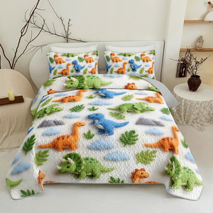 Juego de Ropa de Cama con Tema de Dinosaurios de Dibujos Animados, Juego de Funda de Edredón Ligera, Suave y Transpirable para el Dormitorio - Product Image 6
