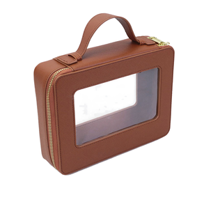 Clear <b>Brush</b> Wash PU Vegan Leather White Large Custom Logo PVC Pouch Saffiano Lady Zipper Travel <b>Makeup</b> Cosmetic <b>Bag</b> - Product Image 2