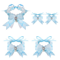 Jouets sexuels, accessoires SM, collier en dentelle avec nœud papillon et pierres précieuses, bracelet mignon, menottes, attaches de cheville, jeux de bondage BDSM, OEM ODM rose/bleu