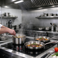 Kompor Induksi Tanam 4 Tungku 7100W Kontrol Sentuh Kaca Keramik untuk Dapur Rumah dan Hotel